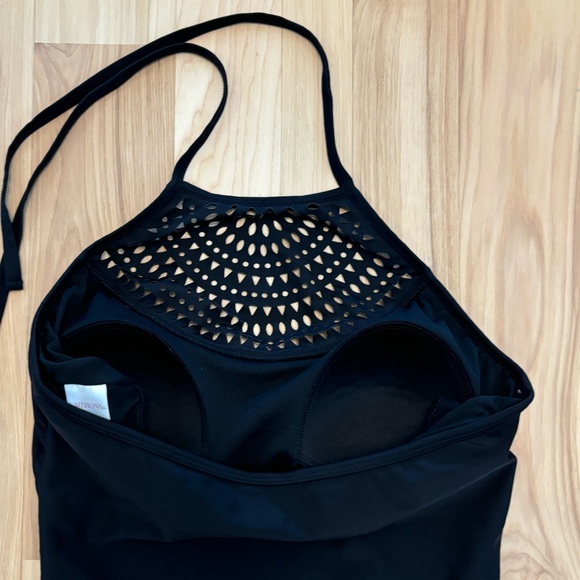 Merona Laser Cut Out Halter Tie One Piece Swimsuit Size Medium - Picture 3 of 7